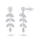 0.32ct 14k White Gold Diamond Leaf Earring
